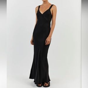 DISSH Kendall Black Slip Midi Dress